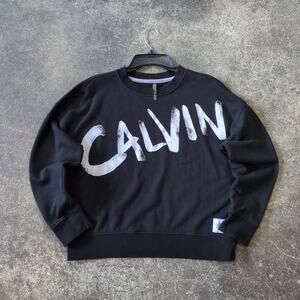 Calvin Klein Sweater Womens M Black Crop Performance Crewneck Sweatshirt